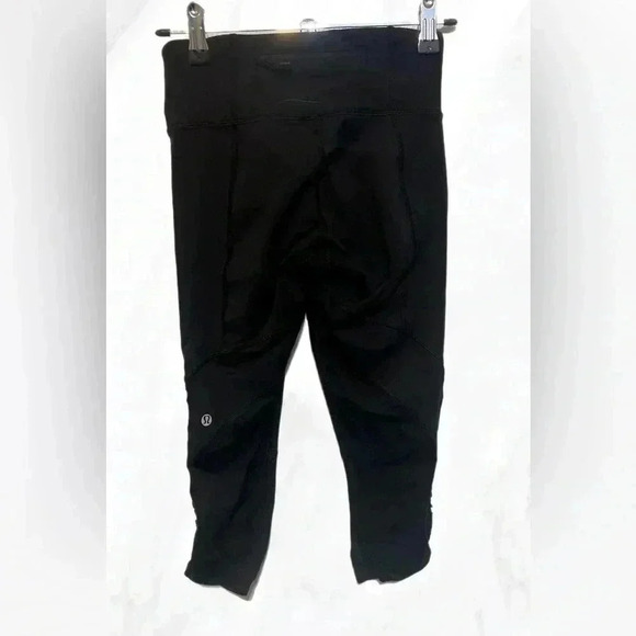Lululemon Wunder Under Crop*Ruffle yoga athletic Black leggings tight size 2 - Picture 3 of 4